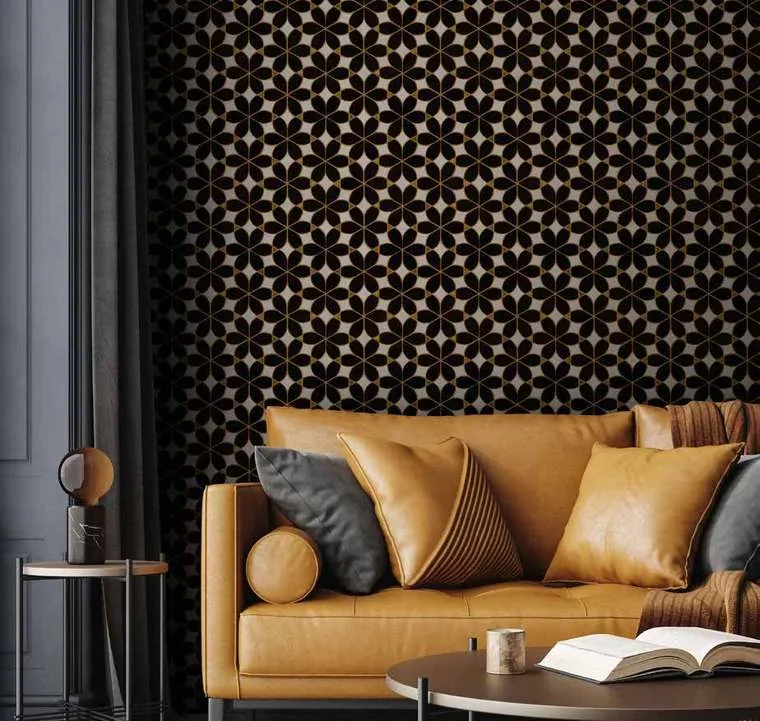 Trend Infinite Flowers mosaic feature wall in a living room